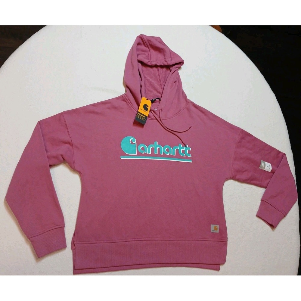 NWT Carhartt Womens Tencel Fiber Series Loose Fit Graphic Hoodie Small Woodrose